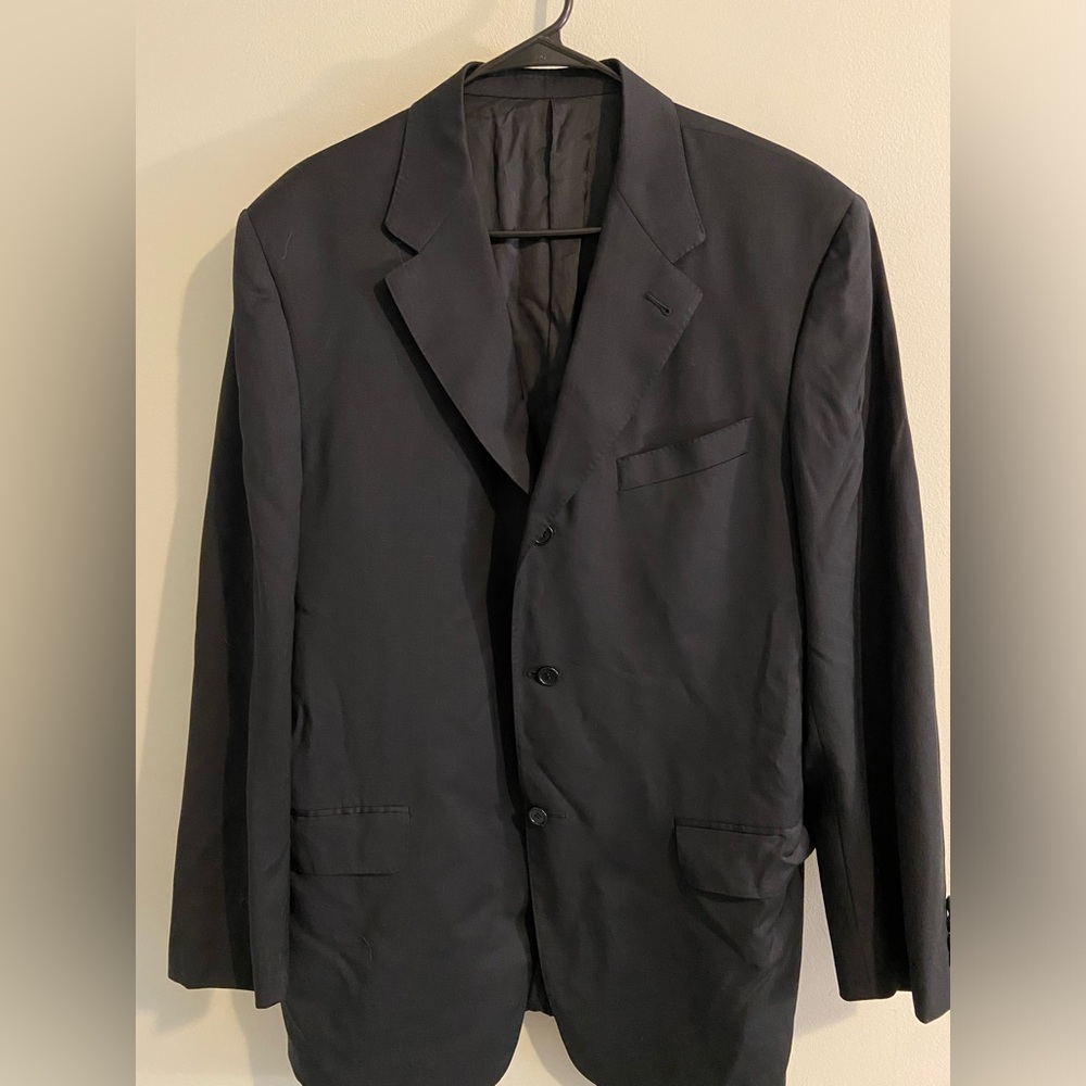 Canali Proposta Navy Blue Suit With Pick Stitching Size 42R 100% Wool